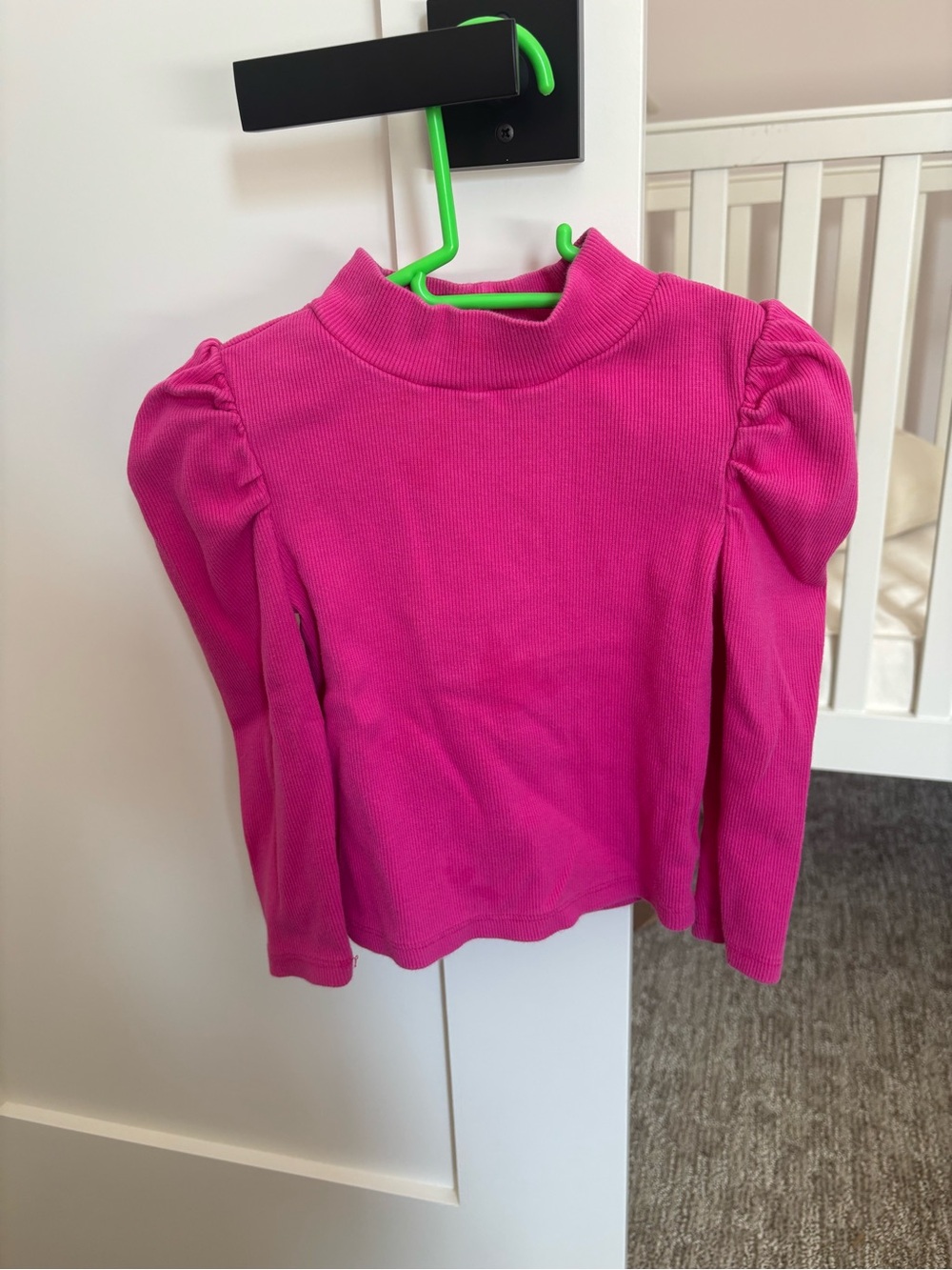 GAP Girls Hot Pink Long Sleeve Puff Shoulder Top